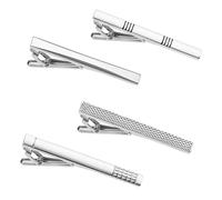 COMNICO 4 Pcs Tie Bar Clip for Men Silver Personalized 2.3 Inch Tie Clips Set Tie Tack Pins Business Suit Accessories Men for Wedding Boyfriend Gift Father's Day Valentine's Day