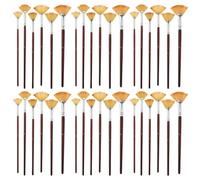 COMNICO 42 Pcs Fan Paint Brushes, Professional Artist Painting Brush Set Soft Nylon Hair Brush Long Wooden Handle for Artists Acrylic Watercolor Oil Painting