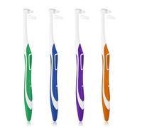 COMNICO 4pcs Tuft Toothbrush Single Tufted Slim Interspace Teeth Brushes End-tuft Tapered Compact Soft Dental Brushes for Detail Cleaning (Green + Blue + Yellow + Purple)