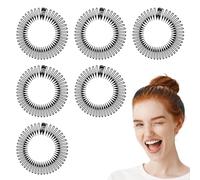 COMNICO 6 PCS Full Circular Stretch Comb Hair Band Flexible Plastic Circle Headbands with Teeth for Women Lady Girls (Black)