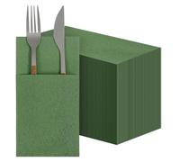 COMNICO 60 Pcs Green Napkins Disposable Linen-Feel Paper Napkins Bulk Pocket Linen Napkin Prefolded Cloth Hand Towel for Party Decoration Wedding Birthday Bridal Party