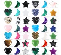 COMNICO 72 Pcs Worry Stones Bulk, Heart Star Natural Moon Valentines Crystal Bulk Love Gemstones Handmade Pocket Set for Witchcraft Supplies Meditation Balancing Decor