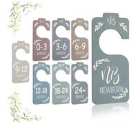 COMNICO 8PCS Wooden Baby Closet Dividers, Colorful Double-Sided Baby Closet Organizer Clothes Hanger Dividers for Newborn to 24 Months Size Clothes Boho Nursery Decor(Light Colored)
