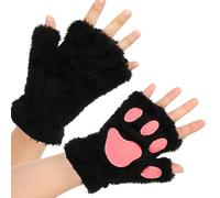 COMNICO Cat Paws Gloves Soft Hand Paw Gear Bear Furry Paw Fingerless Cat Mittens Halloween Cosplay Costume Accessories