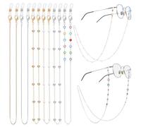 COMNICO Eyeglasses Chain for Women, 6 Pcs Glasses Chain Natural Crystal Beaded Eye Glasses Strap Holders Around Neck Elegant Mask Lanyard Sunglass Chains for Women Men