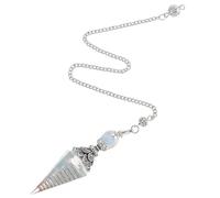 COMNICO Healing Crystal Pendulums, Aquamarine Spiritual Hexagonal Pointed Cone Resin Pendants with Chain, Divination Dowsing Tools Witchcraft Energy Balancing Accessories