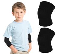 COMNICO Kids Elbow Brace Nylon Knit Compression Arm Sleeve Gym Forearm Support Band Elbow Pads for Boys Girls Teen Youth Weight Lifting Sports (Black)