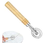 COMNICO Pasta Cutter Wheel Zinc Alloy Long Wooden Handle Ravioli Stamp Maker Press Rolling Rotary Cutter Pizza Pastry Tools Fluted Edge Molds Home Attachment Kitchen Gadget Features