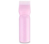 COMNICO Root Comb Applicator Bottle 6 Ounce Plastic PortableSqueeze Hair Dye Oil Applying Applicator Brush Cap with Graduated Scale Hair Color Dispenser (Pink)