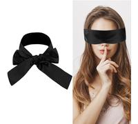 COMNICO Satin Sleep Eye Mask, 150cm/59inch Adjustable Comfortable Soft Eye Shield Cover, Night Blackout Sleep Cooling Blindfold for Adult Travel Nap Meditation (Black)