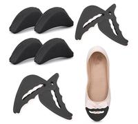 COMNICO Shoe Filler for Shoes Too Big, 4 Pairs Soft Sponge Shoe Toe Filler Inserts Breathable Big Toe Plug Foot Brace Reusable Forefoot Pad for High Heel Women Men(Black)