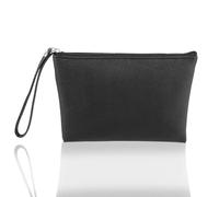 COMNICO Small Makeup Bag for Purse Organizer, PU Leather Travel Make up Pouch Women Vintage Mini Zipper Cosmetic Bag Clutch Coin Purse Lipstick Holder Travel Stuff Bags (Black)