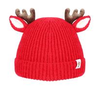 COMNICO Winter Hat for Kids, Antlers Reindeer Crochet Knitted Baby Beanie Hat Christmas Hat Thick Winter Warmer Cap Girls Accessories for Baby Boys Toddler Girl Red