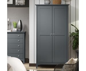 Como 2 Door Wardrobe, Adjustable Hinges, Metal Hanging Rail, Shelf Storage