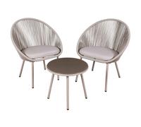 Sealey DG55 Dellonda Como 3-Piece Steel Bistro Set With Tempered Glass Top - Dg55