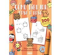 Como Dibujar Paso a Paso.: Guía para aprender a dibujar animales, comida y personajes adorables en 4 sencillos pasos. Ideal a partir de 5 años. Fomenta la creatividad y motricidad fina.