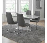 Como Extending Dining Set - 160cm-200cm - 2-4 Seater - 4 Cantilever Chairs - Grey Gloss