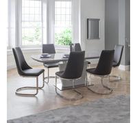 Como Extending Dining Set - 160cm-200cm - 4-6 Seater - 6 Cantilever Chairs - Grey Gloss