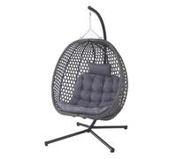 COMO GARDEN EGG CHAIR OUTDOOR INDOOR FOLDING RATTAN METAL HANGING SWINGING CHAIR (Grey)