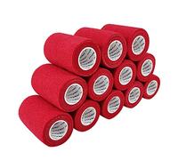 COMOmed Cohesive Flexible Bandage Self-adhesive Bandage Roll Latex-free Non-woven Cohesive Athletic Tape Alleray tested Suitable for Sensitive Skin 7.5cm x 4.5m 12 Rolles Red