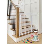 COMOMY 91.5cm Tall Baby Gate Stairs, 75-103cm Dog Gate, Pressure Fit, White