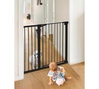 COMOMY 91.5cm Tall Baby Gate Stairs, 75-110cm Dog Gate, Pressure Fit, Black