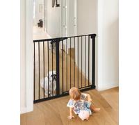 COMOMY 91.5cm Tall Baby Gate Stairs, 75-117cm Dog Gate, Pressure Fit, Black