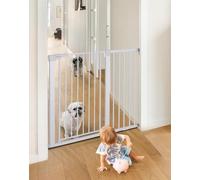 COMOMY 91.5cm Tall Baby Gate Stairs, 75-117cm Dog Gate, Pressure Fit, White
