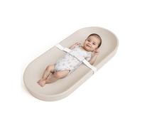 COMOMY Baby Changing Mat Waterproof, Anti Roll Nappy Changing Pad with Safety Strap, Easy to Wipe Clean, 72.5 x 36 cm, for Dresser & Table, Oatmeal Colour