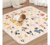 COMOMY Baby Play Mats for Floor, 127x127 cm Foldable Washable Baby Playmat for Playpen, Soft Thicken Padded Crawling Mat, Anti-Slip Activity Mat for Babies Toddlers and Kids, Beige