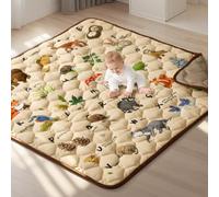 COMOMY Baby Play Mats for Floor, 127x127 cm Soft Thicken Padded Playmat for Playpen, Anti-Slip Crawling Mat, Foldable Washable Activity Mat for Toddlers and Kids, Brown