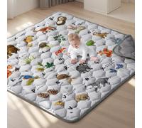 COMOMY Baby Play Mats for Floor, 127x127 cm Soft Thicken Padded Playmat for Playpen, Anti-Slip Crawling Mat, Foldable Washable Activity Mat for Toddlers and Kids, Light Grey