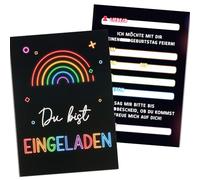 COMOOKA 12 Invitation Cards Children's Birthday Party Neon Rainbow Birthday Invitations Girls Boys for Children Birthday Party Invitation Birthday Party Children's Party