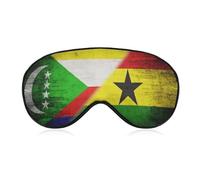 Comoro Islands and Ghana Divided Diagonally Flag Sleep Eye Mask Sleeping Light Blocking Cover Night Blindfold for Travel Nap