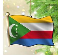 Comoros Christmas Tree Ornament World State Map Flag Christmas Ornaments Keepsake Indoor Home Decor Round Clear Round Acrylic Ornament Pendant for Family Birthday New Year Home