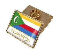 Comoros Flag Lapel Badge Pin - Geometric Square Badges Art Novelty Brooch Map Pin Creative Jewelry For Women Men Party Travel Gift Accessories Character