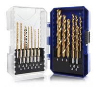 COMOWARE 21 Pcs Titanium Hex Shank Impact Drill Bit Set, HSS Quick Change for Wood, Plastic, Aluminum, Metal, 1/16"-1/2"