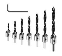 COMOWARE Countersink Drill Bit Sets- 8 Pcs Counter Sinker Drill Bits for Wood, High Carbon Steel with Chamfering Combination,1 Free Hex Key Wrench