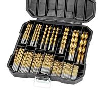 COMOWARE M35 Cobalt Drill Bit Set for Hardened Metal and Stainless Steel, 99Pcs Tri-Flat Shanks High Speed Steel Twist Jobber Metal Drill Bits 1/16"-3/8", with Plastic Index Storage Case