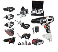 Compact 10 Piece Cordless Power Tool Kit，Cordless Woodworking Set with 6A Batteries & Charger，Drill Starter Power Tool Combo Kits，Screwdriver Wrench Impact Drill Sander for Garden，House Repair