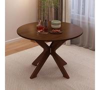 Compact 100cm Round Folding Dining Table - Extendable Bamboo Drop Leaf Design for Small Spaces No Assembly Required - Perfect for Kitchen Dining Room Apartment (Coffee)