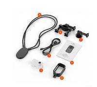 Compact 1080P Mini Action Camera with Magnetic Lanyard for Wearable Use Vlogging and Outdoor Sports Includes Handlebar Mount Bracket Kit and Fast Charging Type C Port (White)