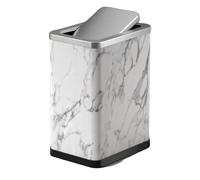 Compact 10L Swing Lid Trash Bin for Small Bathroom Bedroom Office - Stylish Waste Paper Basket Space-Saving Design (15L 37.3x27.5x18.7CM)