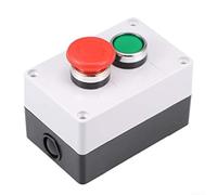 Compact 110x72mm Control Box Green Momentary Switch | Rotary self-lock reset, enhanced safety, easy operation, white plastic housing, for durable design