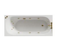 Compact 12 Jet Brushed Brass V-Tec Single Ended Whirlpool Bath | White | Acrylic | 1600mm x 700mm