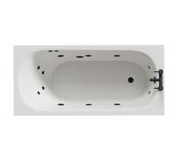 Compact 12 Jet Matt Black Flat Jet Single Ended Whirlpool Bath | White | Acrylic | 1500mm x 700mm