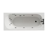 Compact 12 Jet Matt Black Flat Jet Single Ended Whirlpool Bath | White | Acrylic | 1600mm x 700mm