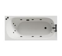 Compact 12 Jet Matt Black V-Tec Single Ended Whirlpool Bath | White | Acrylic | 1500mm x 700mm
