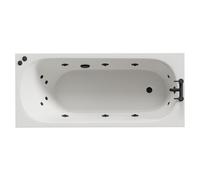 Compact 12 Jet Matt Black V-Tec Single Ended Whirlpool Bath | White | Acrylic | 1600mm x 700mm