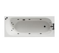 Compact 12 Jet Matt Black V-Tec Single Ended Whirlpool Bath | White | Acrylic | 1700mm x 700mm